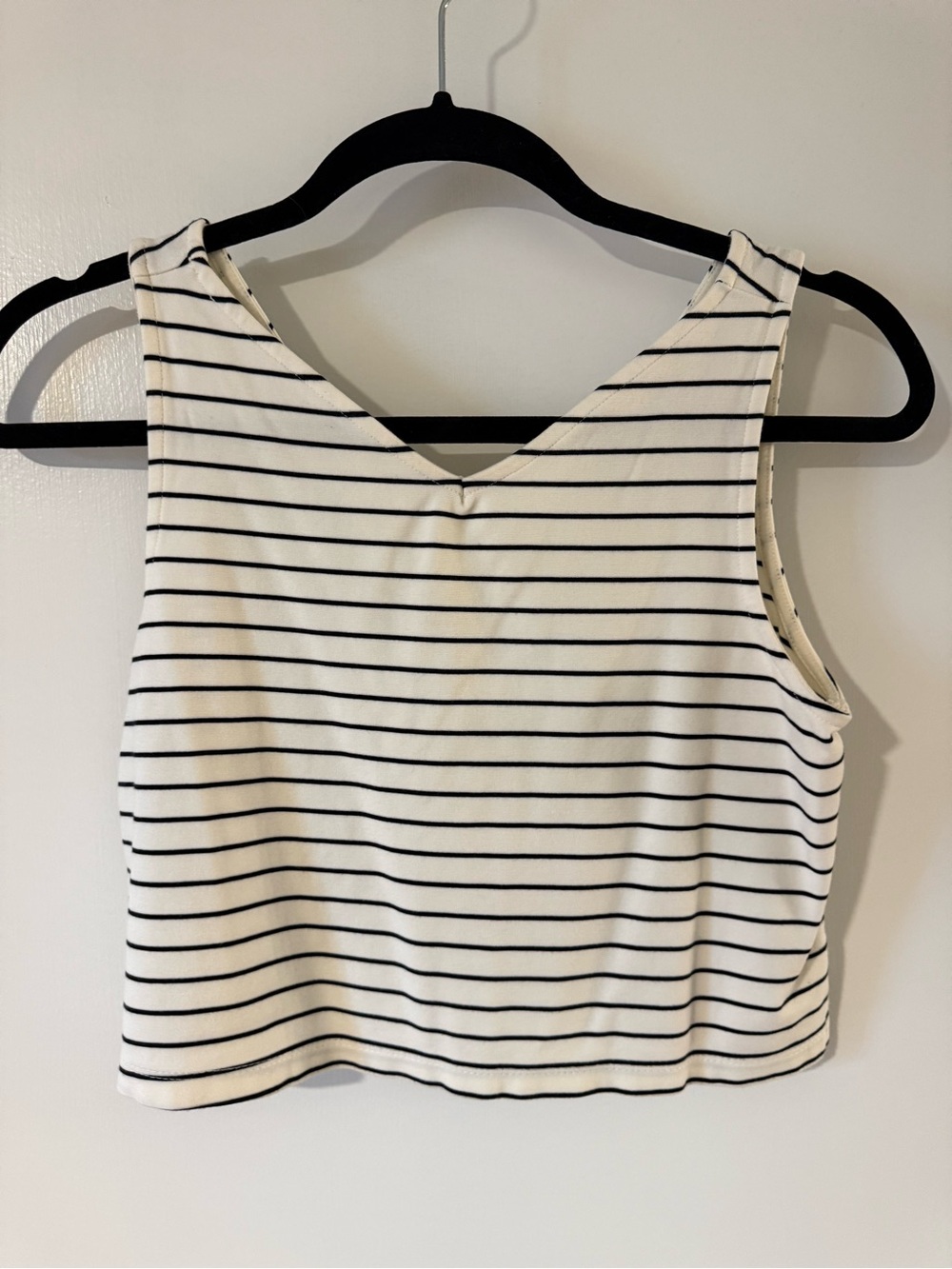 Anthropologie Ivory and Black Striped Sleeveless Crop Top